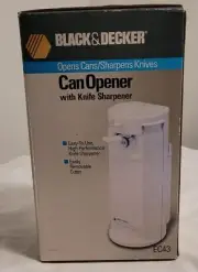 Black & Decker Vintage Can Opener Black With Knife Sharpener 10" Tall Vintage