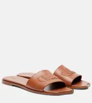 [Chloe] Chloé Flower leather slides AU 7 brown