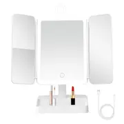 Tri Fold Standing LED Makeup Mirror with 2X 3X Magnification LED Lighted Makeup Mirror