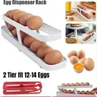 Automatic Eggs Holder Stand Rack Rolldown Refrigerator Egg Storage Hold 14 Egg