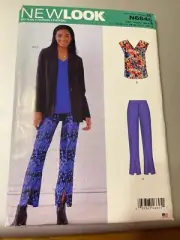 New Look Pattern N6645 Ms Jacket~Sleeveless Top~Front Hem Split Pants Sz 10-22