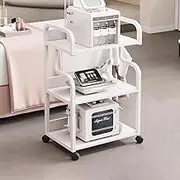 MegLob Beauty Salon Trolley Cart, Rolling Utility Cart, Space Saving Barber Workstation Trolley, Professional Esthetician Device Storage Stand Cart, Universal SPA Storage Tool Cart,White 3 tier