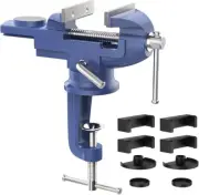 Universal Table Vise 3 Inch, 360°Swivel Base Bench Clamp Home Vise Clamp-On Vise