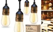 LED Outdoor String Lights 48FT with Edison Vintage Shatterproof Bulbs and