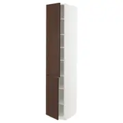 METOD high cabinet with shelves/2 doors, white/Sinarp brown, 40x60x220 cm