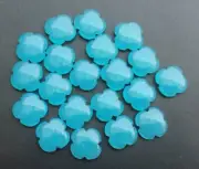 15mm Blue Chalcedony Fancy Floral Cabochons, 6 Pcs Blue Chalcedony Clover Shape