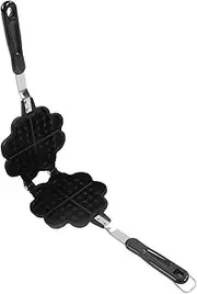 Alvinlite Heart Shape Waffler, Cast Aluminium Pan, Heart Shaped, Mini Waffle Maker, Black