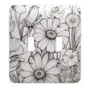 Decorative Wallplate - Wildflowers in Black and White Light Switch Cover, Multip