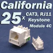 25 X Pcs CAT3 Keystone Jack RJ11 6P4C Phone Telephone RJ12 Modular White CAT 3