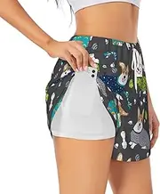 [FSCEV] Wearing Clothes Corgi Dogs Women's Athletic Shorts Summer Daily Leisure Loose Drawstring with Liner