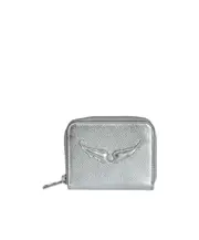 Wings-appliqué wallet One size silver