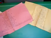 2 NEW Vintage Towels to add Needlepoint "Bouquet" 15.5"x26" Pink & Yellow (SU138