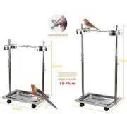 Bird PlayStand Stainless Steel Parrot Playground Stand W/Cup Climbing Frame Toy