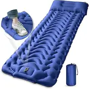 MEETPEAK Camping Sleeping Pad, Extra Thickness 4 Inch Inflatable Sleeping Mat with Pillow Built-in Foot Pump, Compact Ultralight Waterproof Camping Air Mattress for Backpacking, Hiking, Tent