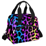 Leopard Rainbow Fashion Insulated Lunch Bag Colorful Lunch Box for Women Girl...