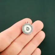 BULK 25 Letter D Alphabet Antique Silver Tone Charms - SC6845