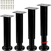 7-13 Inch / 18-32cm Adjustable Metal Furniture Legs, TCHOSUZ Set of 4 Heavy Duty Bed Frame Center Slat Support Legs DIY Replacement Feet for DIY Cabinet Sofa Couch TVstand Chair Desk Black