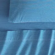 Sheridan Flannelette Lenny Stripe Sheet Set in Lagoon/Blue Size: Single Material: Cotton @Sheridan Rewards
