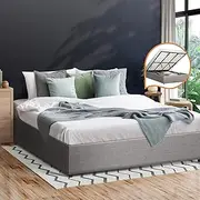Oikiture Bed Frame King Bed Frame Mattress Base with Gas Lift Grey