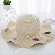 [TOMYEUS] Sun Hats Summer Women's Sun Hats Talk About Big Brim Seaside Holiday Sun Hats Foldable Bow Dome Straw Hats Beach Cap (Color : 09)