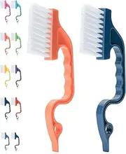 Slick- Window Track Cleaning Brush, 2 Pack, Navy Blue/Orange Ergonomic Handle, Built-in Scraper, Multipurpose, Window Track Cleaning Tools