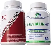 Extra Strength Uterine Fibroid Package - Dissolve Uterine Fibroids Quickly (Serrasolv 360 90 Cap & Previalin 60 Cap) Also Helps with Bloating, Discomfort and Balancing Hormones- Safe and Affordable