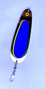 Kokanee Dodger: uv “FLO BLUE” / brass