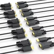 HDMI to VGA Cable 3ft (10 Pack), HDMI-to-VGA Male to Male Active Converter Connector Cord for Monitor Projector HDTV Laptop Desktop