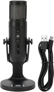 USB Condenser Microphone with RGB Light Premium Sound Quality Recording Microphone 360 Degree Rotatable for Live Broadcast Podcast Gaming Voice ABS Material