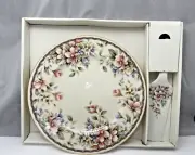 VINTAGE Andrea by Sadek Karen Floral Cake Set Plate & Server 11" Fine Porcelain