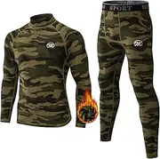 [MeetHoo] Men's Thermal Underwear Set, Base Layer Long Sleeve Top Long Johns Compression Shirt Bottom Suit Winter Warm Running Sport