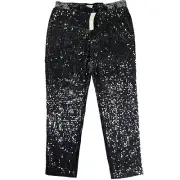 NWT Chico's Sequins And Panne Tapered Ankle Pants Black Women’s Sz 6P 99$