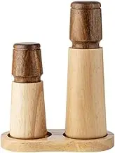 Folpus Pepper Grinder Set Manual with Tray Peppercorn Mill Ceramic Rotor,Multipurpose Wooden Salt Mill for Kitchen Household Home