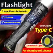 100000LM LED Flashlight Powerful Tactical Torch Zoomable Rechargeable Flashlight
