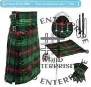 Scottish Men's Ross Hunting Modern Tartan 8 Yard KILT - 6 PCS Kilt Sporran Deal