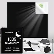 Portable Blackout Curtains 118 ‘x57’ Powerful Hook & Loop Tape with Adhesive, Cuttable DIY Blackout Blinds, 100% Blackout Window Coverings, Suitable for Bedroom, TV Room, Nursery, Travelling (Black)