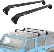 Junberoy 2Pcs Crossbars Roof Rack Cross Bar Rail Baggage Luggage Rack Aluminum Black Fits for Jeep Wrangler JK JL 2007-2024