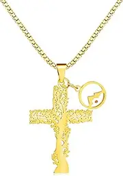 [JunyiDIY] New Titanium Steel Men Hollow Life Tree Cross Necklace Hip Hop Fashion Brand Mustard Seed Collarbone Chain for Women