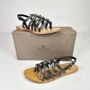 Patricia Nash Women’s Gladiator Sandals Italian Leather 9.5 Erba Black NEW