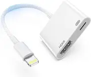 Lightning to HDMI Digital AV Adapter,4K Lightning Digital AV Video & Audio Sync Screen with Charging Port Cable,Need Charging Power Compatible for iPhone 14/13/12/X/8,iPad on HDTV,Monitor,Projector