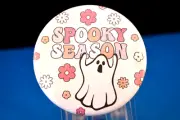 "SPOOKY SEASON" BUTTON pinback pin badge Large 2 1/4" NEW! Halloweeen ghosts