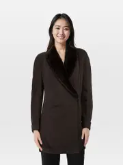 Black Fur Collar Blazer Coat