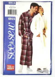 Butterick See and Sew Sewing Pattern 6915 Unisex Robe Belt Size XS S M