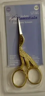 Vintage Embroidery Scissors Stork 3-1/2" Gold Plated Handle