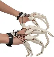 Halloween Articulated Finger Extension Toys, Wearable Flexible Scary Skeleton Bone Claw Hand, Witch Ghost Gloves Claws Extender Cosplay Accessories, Horror Party Decoration Props(Beige)