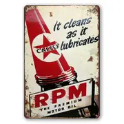 3x Rpm Motor Oil Caltex Tubricates Tin Sign Metal Plate Rustic Look Decorative