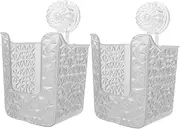 Ipetboom 2Pcs Suction Cup Tissue Storage Box No Drill Wall Mounted Wipe Dispenser for Bathroom Versatile Organizer for Tissues Wipes and Face Towels Design