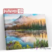 Paint By Numbers Kit Mountain Scenery Beginner Kids Draw Canvas Brush Art Framed