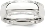 [JewelryWeb] 925 Sterling Silver Solid Polished Milgrain Half Round Engravable 7mm Millgrain Comfort Fit Band Ring Jewelry Gifts for Women - Ring Size Options Range: H to Z