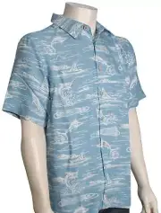 Quiksilver Waterman Marlin Jig Button Down Shirt - Dusk Blue - New